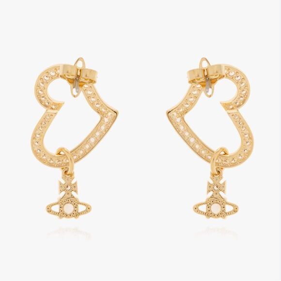 NWOT Vivienne Westwood Gold Heart Earrings - Picture 3 of 7